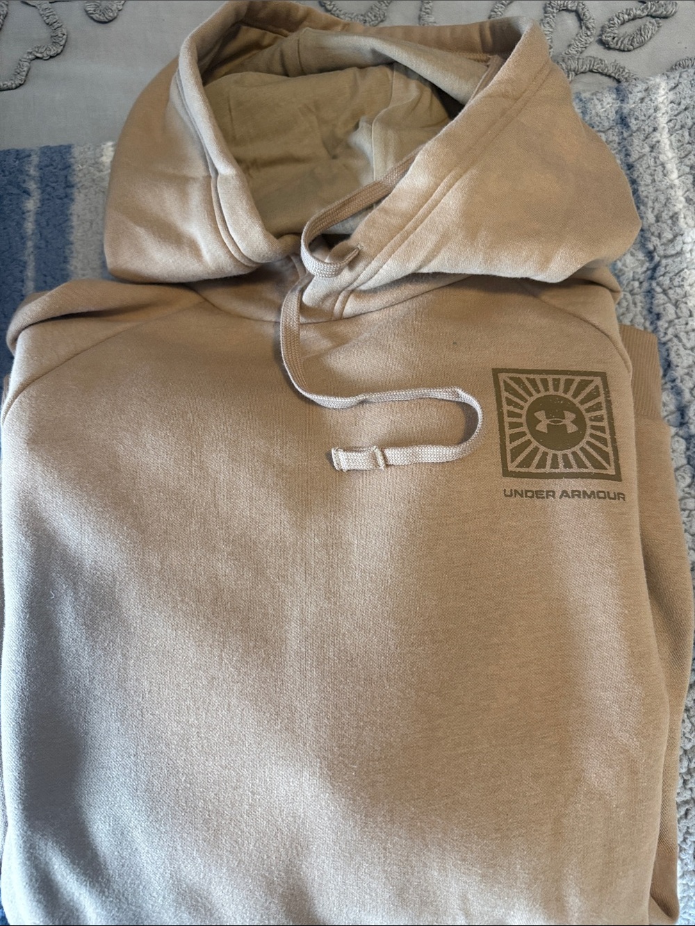Under Armour Desert Tan Pullover Hoodie with Sunburst Logo